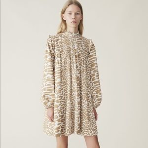 Ganni Animal Print Poplin Dress